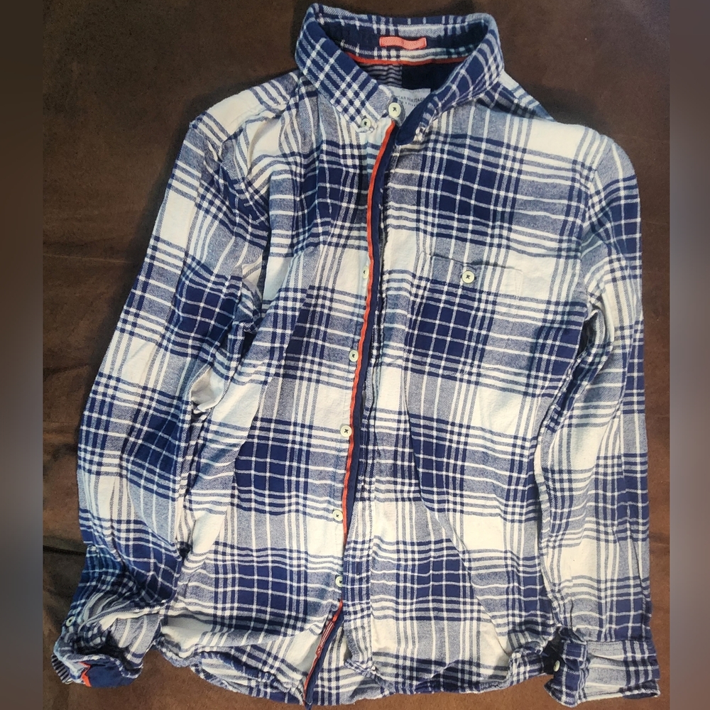 Long sleeves shirt/men/blue-white